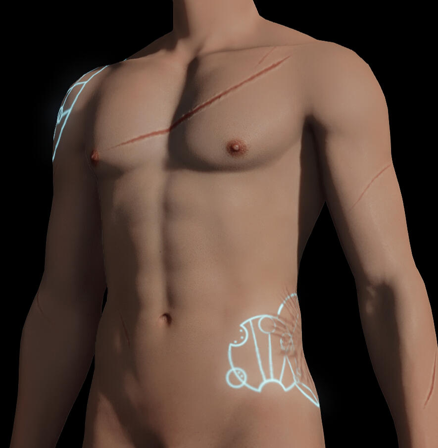 scarring and glowing tattoos