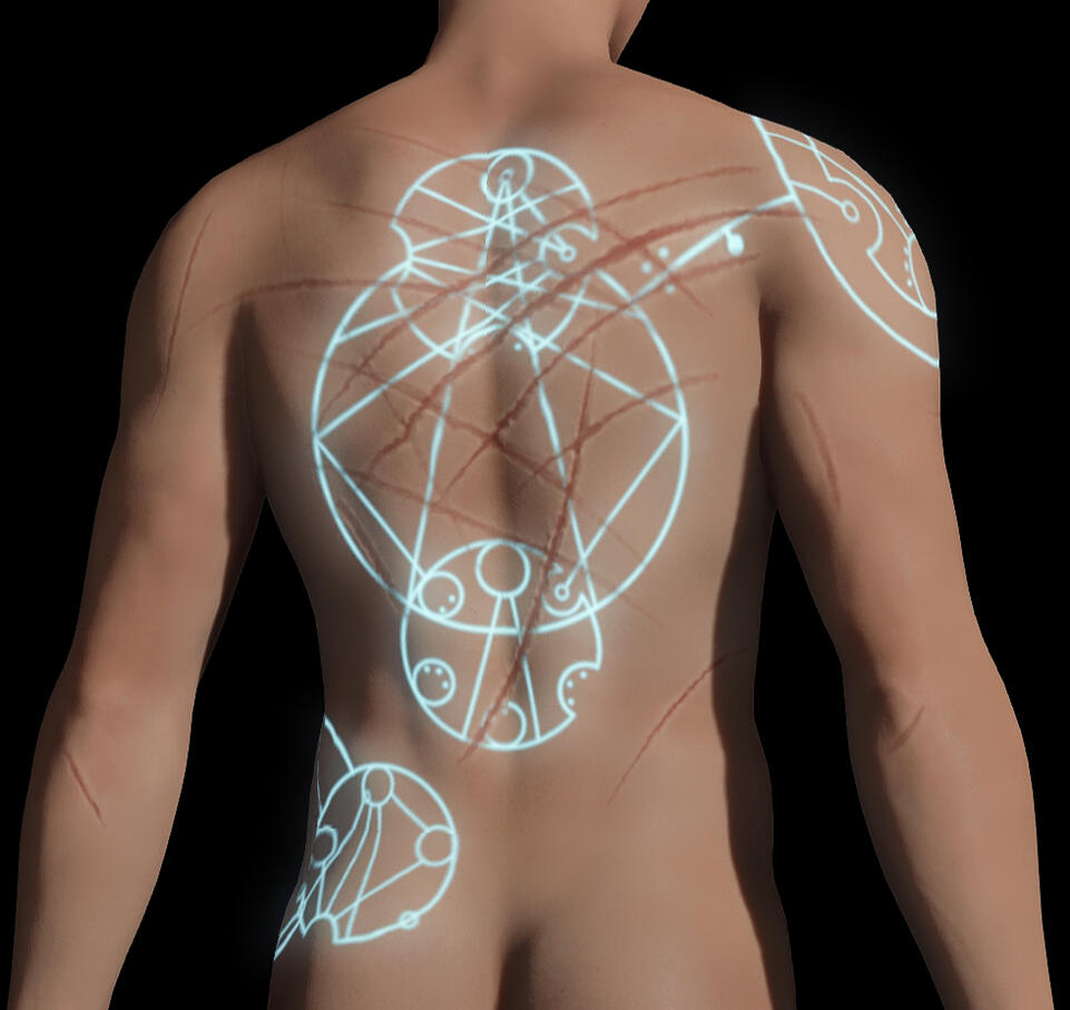 scarring and glowing tattoos