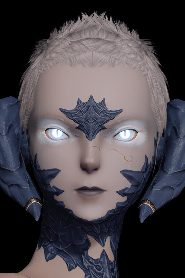 makeup, ice flecks, simple thin scar